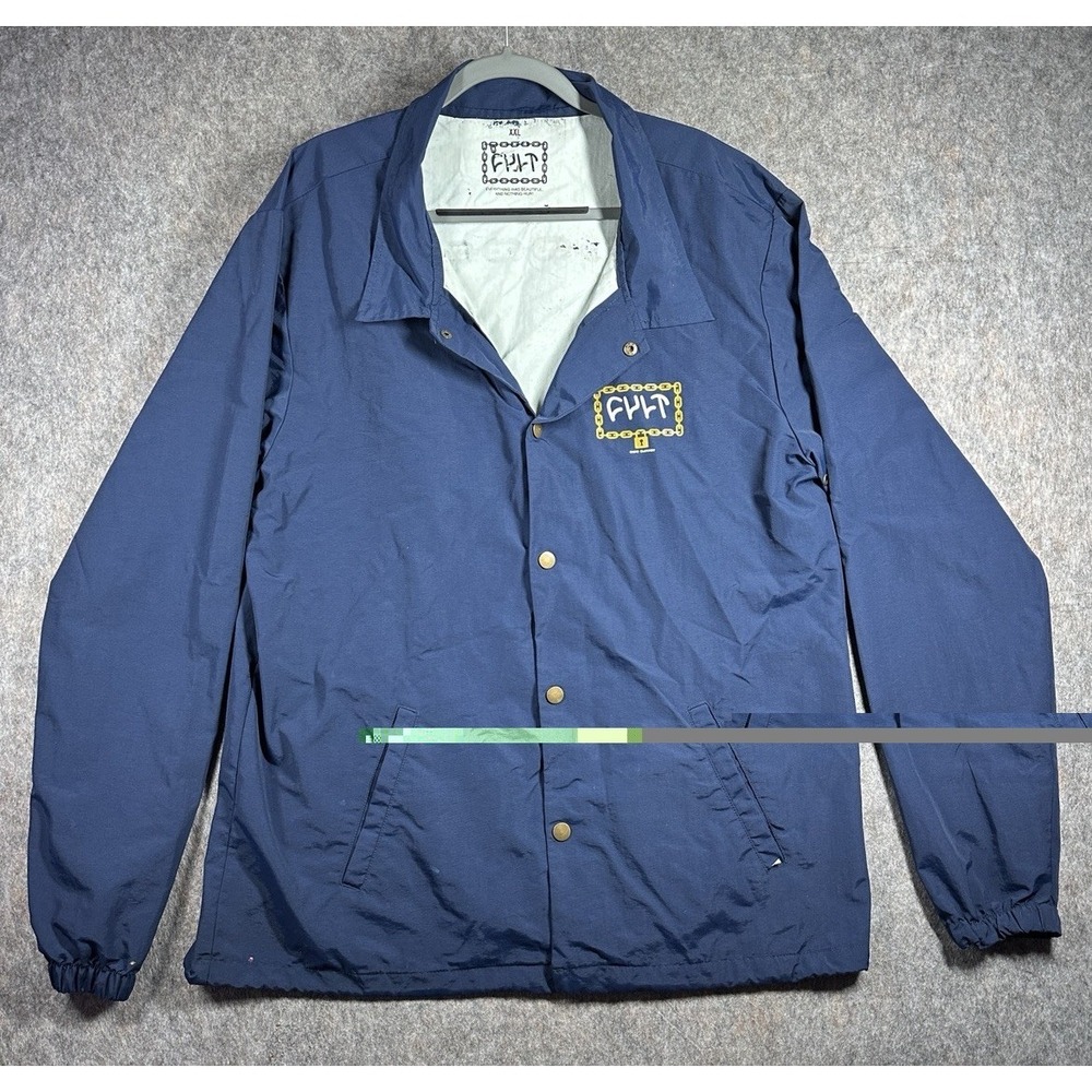 Cult Crew Coach Jacket XXL Blue 2019 Chain Lock Graphic BMX Streetwear
